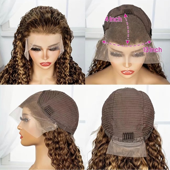 180% #27/30 Ombré Blonde/Chocolate 13x4 HD Pre Plucked Lace Front Human Hair Wig - Picture 7 of 8